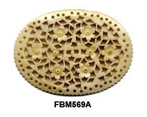 Moghal Oval Floral Bone Pendant Bead FBM569