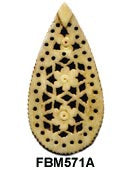 Moghal Large Teardrop Floral Bone Pendant Bead FBM571