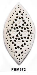 Moghal Almond Floral Bone Pendant Bead FBM572