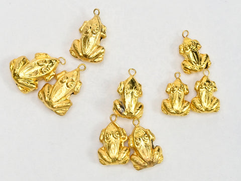 Gold Plated Metal Frog Charm FM186G - 3 Sizes