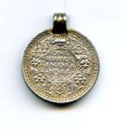 King George VI One Rupee Silver Coin Pendant FST960