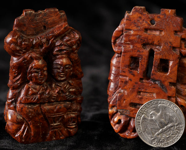Ma-Li Wood Wedding Couple Double Happiness Pendant FWD16