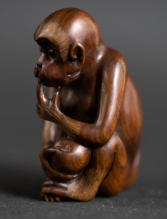 Ironwood Netsuke Thinking Monkey FWH949A