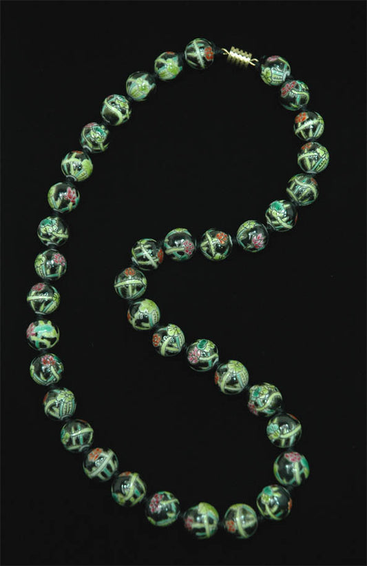 Porcelain Polychrome Round Lotus Turquoise Necklace