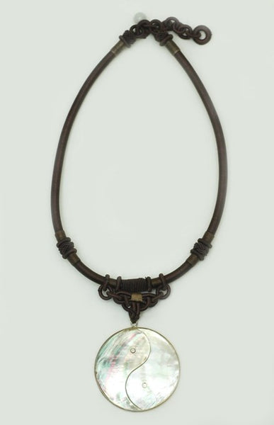 Mother of Pearl Yin Yang Silk Macrame Choker