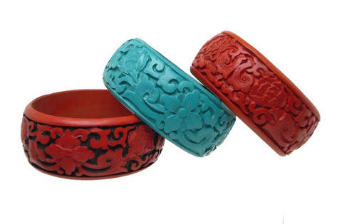 Cinnabar Floral Thick Bracelet