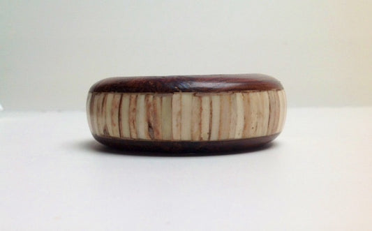 Wood and Ivory Colored Bone Bangle