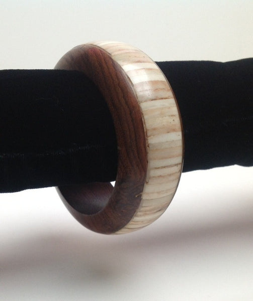 Wood and Ivory Colored Bone Bangle