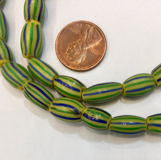 Vintage White with Blue Stripes Small Ghana Glass Beads 5mm, 4mm – Leekan  Designs
