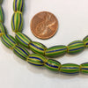 Vintage African Watermelon Beads Yellow, with Green and Blue stripe BA-WM8R