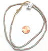 Vintage White with Green, Sky Blue and Brick Red Stripes Small Tubular Ghana Glass Beads