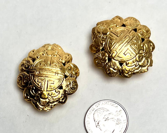 Gold Plated Flat Longevity Bead BM77G  1.5x1.25"