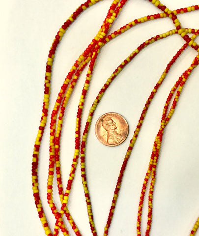 Vintage Orange and Yellow Small Ghana Glass Beads BA-A3ERY