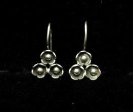 Tri Flower Thai Hill Tribe Silver Earrings