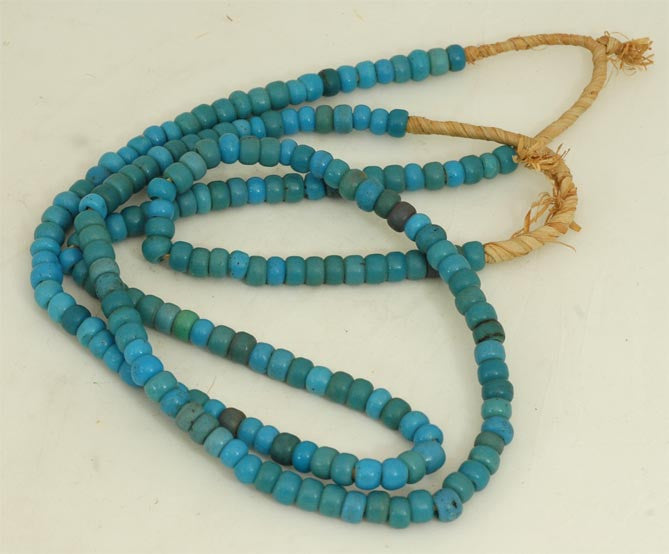 Turquoise Color Padre Bead, Glass, West Africa BA-19T